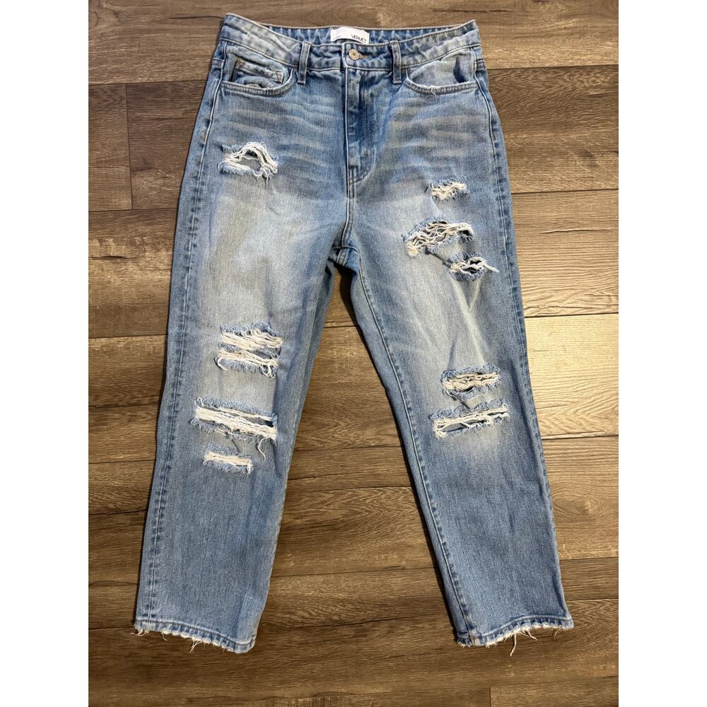 Vervet by Flying Monkey Super High Rise Distressed Crop Straight‎ Jeans Size 28 - Picture 2 of 7